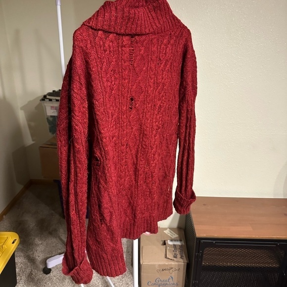 Free People Red Turtleneck Sweater Size S - Picture 7 of 7